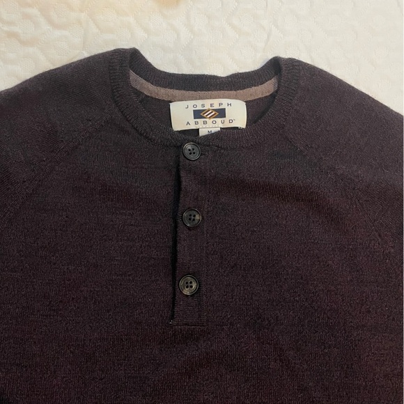 Joseph Abboud Merino Wool Blend Brown Shirt Long Sleeve 1/4 Button Womens Medium - Picture 1 of 8